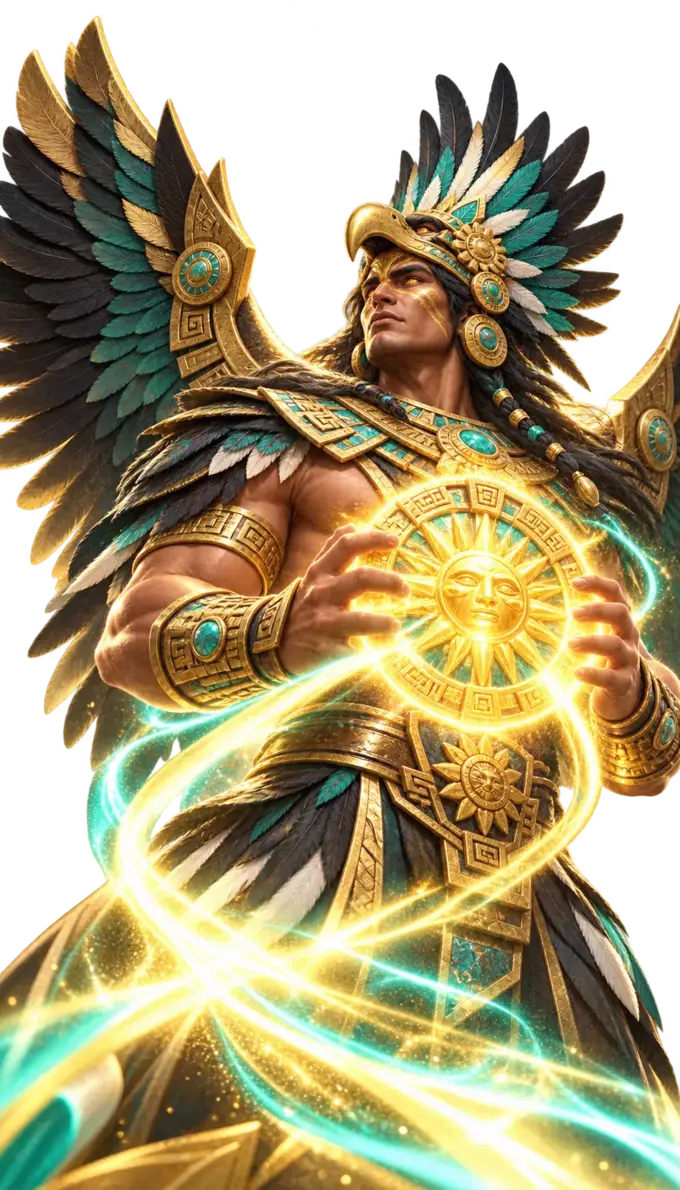 Guardián del Cóndor con un medallón solar dorado